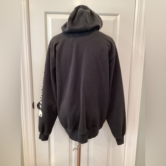 Carhartt Men's Loose Fit Midweight K288 Logo Sleeve Black Hoodie - Size Small - Picture 3 of 6